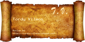 Tordy Vilmos névjegykártya